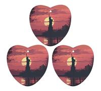 Paquete de 3 ambientadores colgantes de incienso para coche, hojas perfumadas para decoración interior de coche, hogar, auto, silueta de estatua de la libertad