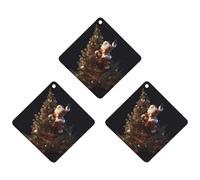 Paquete de 3 ambientadores colgantes de incienso para coche, hojas perfumadas para decoración interior de coche, hogar, automóvil, Papá Noel en el árbol de Navidad