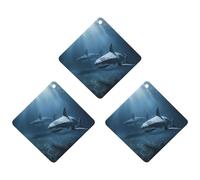 Paquete de 3 ambientadores colgantes de incienso para coche, hojas perfumadas para decoración interior de coche, hogar, automóvil, dos tiburones en el
