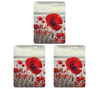 Paquete de 3 ambientadores colgantes de incienso para coche, hojas perfumadas para decoración interior de coche, hogar, automóvil, flor de amapola roja