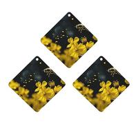 Paquete de 3 ambientadores colgantes de incienso para coche, hojas perfumadas para decoración interior de coche, hogar, automóvil, abejas volando sobre flores