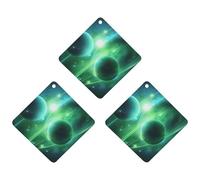 Paquete de 3 ambientadores colgantes de incienso para coche, hojas perfumadas para decoración interior de coche, hogar, automóvil, planeta de luz verde