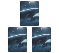 Paquete de 3 ambientadores colgantes de incienso para coche, hojas perfumadas para decoración interior de coche, hogar, auto, ballenas que viajan en el espacio