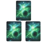 Paquete de 3 ambientadores colgantes de incienso para coche, hojas perfumadas para decoración interior de coche, hogar, automóvil, planeta de luz verde