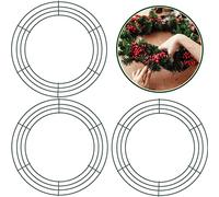 Paquete de 3 anillos de corona de alambre de Navidad, marco de corona de metal de 12 pulgadas, marco de corona de alambre redondo verde para coronas de Navidad, base de anillos, jardín, suministros