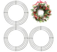 Paquete de 3 anillos grandes de alambre de Navidad de 16 pulgadas, marco de corona de alambre de metal, anillo de corona de Navidad, base de corona de Navidad, Acción de Gracias, Halloween, boda