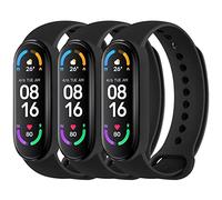 Paquete de 3 bandas deportivas para Mi Band 5 y Mi Band 6 bandas, correas de repuesto de silicona suave para Xiaomi Mi Band 5 y 6 rastreador de fitness (negro+negro + negro)