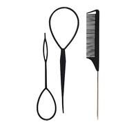 Paquete de 3 bandas elásticas para el pelo con forma de cola de rata, peine para trenzar el cabello