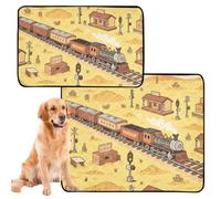 Paquete de 3 bandejas lavables para orina de perro, antideslizantes, para sofá, 20 x 24 pulgadas, escena de tren occidental