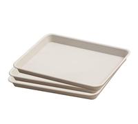 Paquete de 3 Bandejas Plastico, Platos Plastico Duro Reutilizables, Ideal para Cocinas, Baños, Almacenes y Dormitorios(White,34x25cm/13x10in)