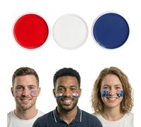 Paquete de 3 barras de pintura facial rojo, blanco y azul, pintura facial para aficionados al fútbol, maquillaje tricolor para adultos y niños, para días de partido de la Copa del Mundo 2026, eventos