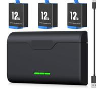 Paquete de 3 baterías de repuesto de 2250 mAh para GoPro Hero 12/11/10/9, incluyendo un cargador rápido tipo C/USB de 3 canales, compatible con cámaras GoPro Hero 8/9/10.