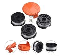 Paquete de 3 bobinas de línea de recortadora para Black And Decker Af-100 Eater con cuerda de nailon preenrollada de 30 pies 0.065 pulgadas con tapa y resorte compatible con Gh400 Gh500 Gh600 Gh912