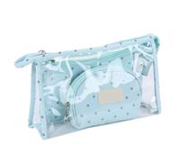 Paquete de 3 bolsas de cosméticos portátiles de PVC para organización de baño, maquillaje, hogar, organizador de contenedores, color azul, Blue, as description, como se muestra en la