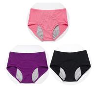 Paquete de 3 Bragas Menstruales para Niñas de Algodón Transpirables de Cintura Alta Suaves Protectoras deportivas Sin Costuras Multicolor Paquete Múltiple 7Xl