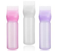 paquete de 3 brochas aplicadoras de color para el cabello, Botellas aplicadoras de peine con escala graduada, aplicadores de aceite para el cabello