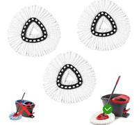 Paquete de 3 cabezales de fregona de repuesto compatibles con fregonas giratorias triangulares Ocedar, cabezal de repuesto de mopa giratoria 100% microfibra, limpieza profunda, cabezales de fregona de