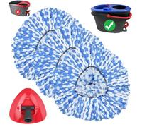 Paquete de 3 cabezales de repuesto para fregona + 1 base triangular compatible con el sistema de 2 depósitos Vileda de repuesto de cabezal de fregona, recambios de fácil limpieza para una limpieza