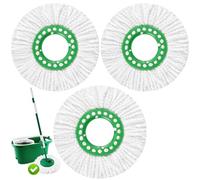 Paquete de 3 cabezales de repuesto para fregona giratoria Libman Tornado Spin Mop System, cabezal de repuesto grande de microfibra redondo, cabezal de fregona reutilizable de 14 pulgadas, color blanco