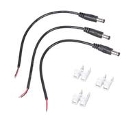 Paquete de 3 cables de alimentación flexibles de 20 cm de 5,5 x 2,5 mm macho a 2 cables con indicación de polaridad, cable de reparación