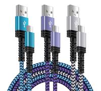 Paquete de 3 cables de carga rápida Samsung USB tipo C de 10 pies para Samsung Galaxy A16 5G S25 Ultra S24 A56 A15 A35 A54 S23+, Moto G Stylus 5G/G Power 2025 Edge/razr+ 2024, iPhone 16 15, Pixel9