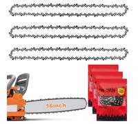 Paquete de 3 cadenas de motosierra de paso 3/8 LP, 57 eslabones de transmisión, calibre de 1,3 mm para barra de 40 cm, cadena de repuesto de acero de manganeso 65 compatible con Titan, Black & Decker,