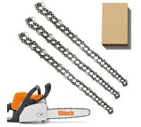 Paquete de 3 cadenas de motosierra para barra de 25 cm, 40 eslabones de transmisión, calibre LP de 0.50 pulgadas, cadena de repuesto para motosierras Bosch, Black & Decker, Makita, Ryobi y más otras