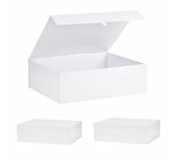 Paquete de 3 cajas de regalo blancas extragrandes de 19 x 16 x 6 pulgadas, enormes cajas de regalo con tapa, cierre magnético, caja de regalo grande plegable para regalos, caja de propuesta de padrino