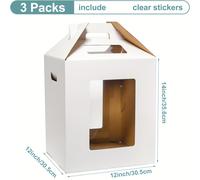 Paquete de 3 cajas para pasteles con ventanas, de 10x10x12 pulgadas, para pastel de varios pisos, para pastel de capas, grande para pastel, ideal para , , fiestas
