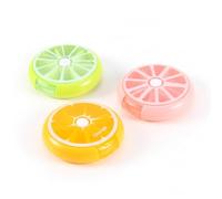 Paquete de 3 cajas portátiles para pastillas, caja rotativas, 7 pastillas para la semana, para píldora, medicamentos, vitaminas, envase dispensador, naranja, limón, pomelo