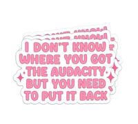 Paquete de 3 calcomanías de vinilo impermeables con frase en inglés "I Dont Know Where You Got the Audacity" para botella de agua, laptop, casco de coche, regalos para hombres y mujeres, 3 pulgadas