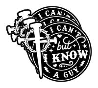 Paquete de 3 calcomanías de vinilo impermeables con texto en inglés "I Can't But I Know A Guy Cruz de Jesús, divertidas religiones, cristianas, católicas, religiosas, para botella de agua, vaso, funda