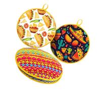 Paquete de 3 calentadores de alimentos seguros hechos de poliéster suave con relleno de algodón PP que garantiza una calidez segura de los alimentos y durabilidad. Bolsa de almacenamiento de cocina