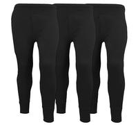 Paquete de 3 calzoncillos largos térmicos para hombre, ropa interior térmica, capa base, extremadamente calientes, cepillados por dentro, pantalones ultra suaves, leggings, pantalones, Negro, S