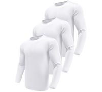 Paquete de 3 Camisetas de Manga Larga para Hombre, Ajuste seco, con protección Solar UPF 50+, Camisetas atléticas de Entrenamiento para Correr, Paquete de 3 Blancos., XX-Large