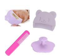 Paquete de 3 cepillos para eliminar la sarna de leche, peine suave para recién nacidos, eficaz para eliminar el hielo de la cabeza del bebé, juego de peine ergonómico y cepillo de baño