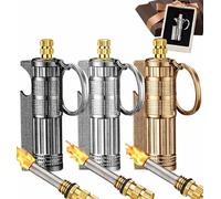Paquete de 3 cerillas permanentes - Llavero de cerillas Impermeable for Supervivencia | Encendedor de pedernal con abrebotellas, Kit de Emergencia for Camping y Senderismo(Gold+Black+Silver)