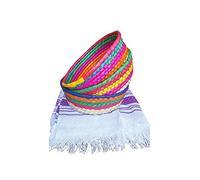 Paquete de 3 cestas mexicanas tejidas a mano ideales para tortillas, aperitivos, panqueques, nachos y mucho más. Ideal para una fiesta temática, regalo, hogar y cocina - Tortillero para fiesta -