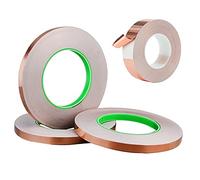 Paquete de 3 cintas adhesivas conductoras de cobre de 1/4 pulgada para blindaje EMI, vidrieras, reparaciones eléctricas, repelente de babosas, puesta a tierra