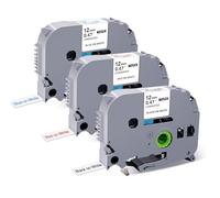 Paquete de 3 cintas de etiquetas compatibles de repuesto para Brother Ptouch TZ 12 mm TZe231, TZe232, TZe233, cinta de etiquetas laminada 0.47 pulgadas negrorojoazul sobre blanco para Brother