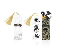 Paquete De 3 Coles De Dragón, Marcadores Creativos Geniales, Papelería Para Estudiantes, Decoración De Marcapáginas Con Patrón De Doble Cara, Pequeños Regalos Para Amantes De La Lectura