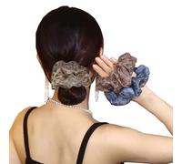 Paquete de 3 coleteros grandes para mujeres y niñas, elegantes lazos elásticos de organza, soporte para cola de caballo, accesorios decorativos para peinar el cabello (multicolor)