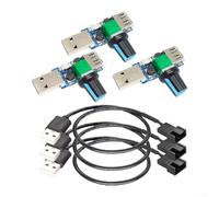 Paquete de 3 controladores de velocidad de ventilador USB con adaptador de 30 cm para ventilador USB de 5 V, compatible con ventiladores de 3 pines y 4 pines, adecuado para PC y uso portátil