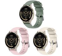 Paquete de 3 correas de 18 mm compatibles con Garmin Venu 3S / Venu 2S / Vivoactive 4S / Vivomove 3S, correa de repuesto de silicona suave para Garmin Forerunner 255S/265S (arena rosa/luz de estrella