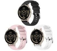 Paquete de 3 correas de 18 mm compatibles con Garmin Venu 3S / Venu 2S / Vivoactive 4S / Vivomove 3S, correa de repuesto de silicona suave para Garmin Forerunner 255S/265S (negro/arena rosa/blanco)