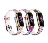 Paquete de 3 correas de lujo compatibles con Fitbit Luxe Rastreador para mujeres y hombres, correas de repuesto deportivas de silicona ajustables para reloj Luxe, pulseras flexibles para Luxe Relojes