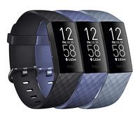 Paquete de 3 correas de silicona para Fitbit Charge 4 / Charge 3 / Charge 3 SE pulseras de repuesto para mujeres y hombres, pequeñas y grandes (sin rastreador) (grande: para muñecas de 7.1 a 8.7