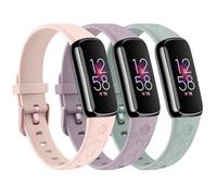 Paquete de 3 correas grabadas de mariposa rosa para Fitbit Luxe para mujer, correa suave y elegante con patrón floral compatible con correas de reloj Fitbit Luxe, rosa claro/morado taro/turquesa claro