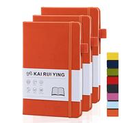 Paquete de 3 cuadernos con soporte para bolígrafos, cuadernos de tapa dura A5 para el trabajo, cuaderno de rayas universitarias para la escuela, diario forrado para escribir, papel grueso de alta calidad de 100 g/m² con bolsillo interior, mediano