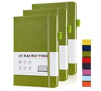 Paquete de 3 cuadernos con soporte para bolígrafos, cuadernos de tapa dura A5 para el trabajo, cuaderno a rayas universitarias para la escuela, diario forrado para escribir, papel grueso de 100 g/m² con bolsillo interior, tamaño mediano